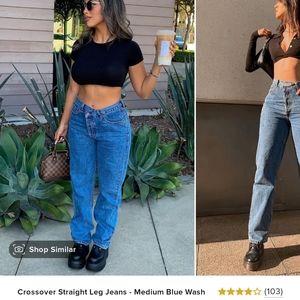 Fashion Nova cross over straight leg jeans